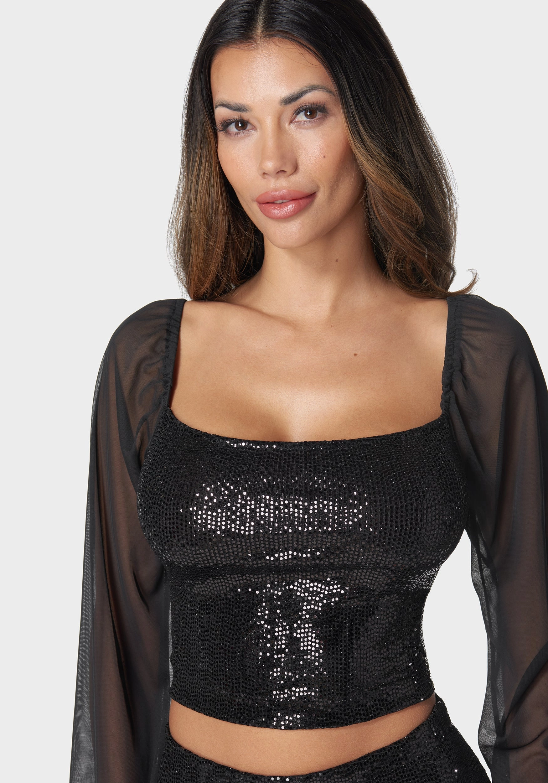 2 Piece Sequin Square Neck Set Modern Comfort