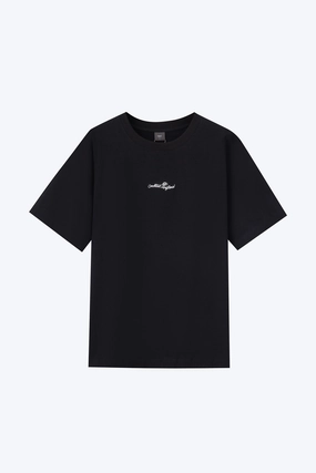 (A) Jersey "Cocktail Anytime" Embroidery Tee - Black Tear Resistant