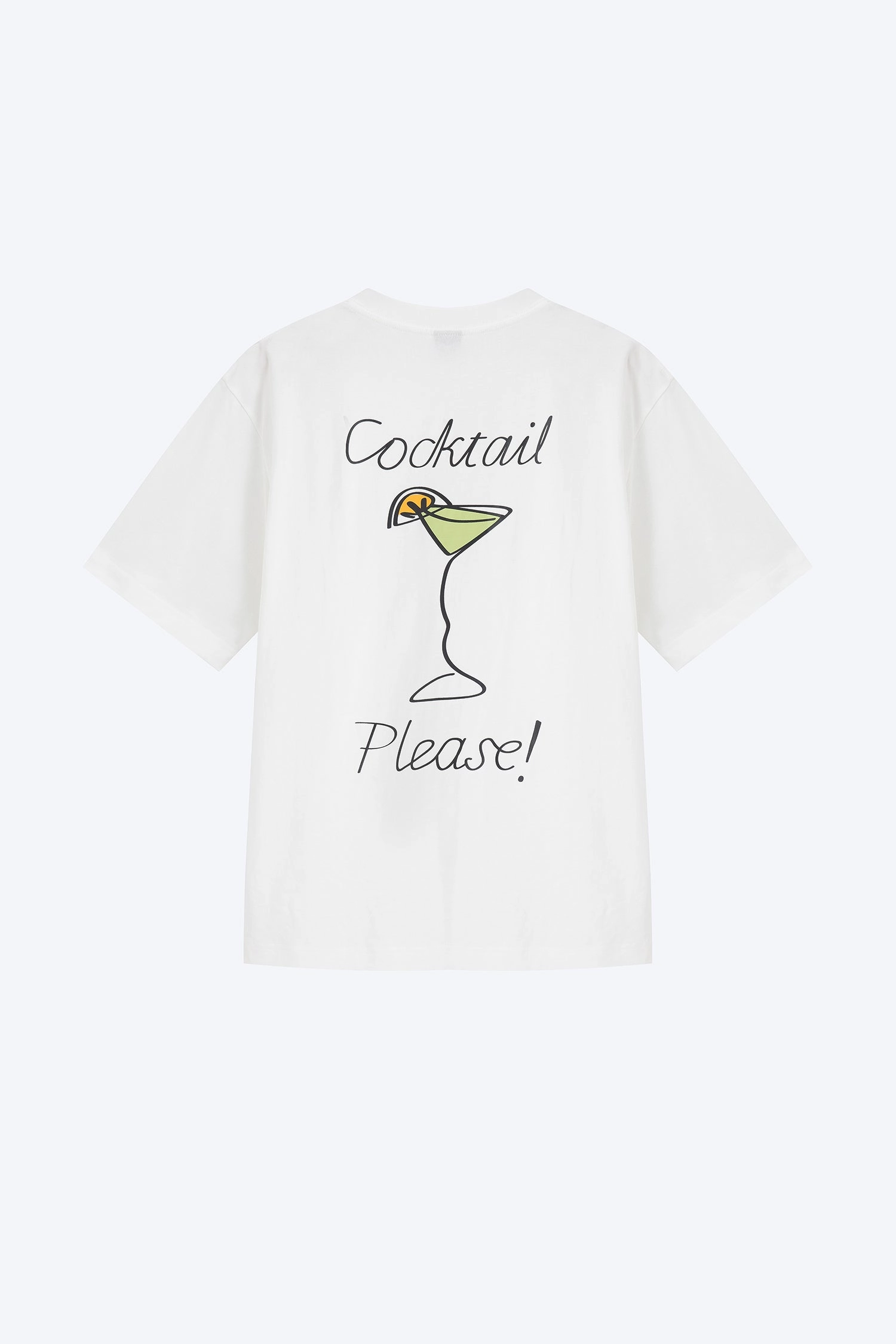 (A) Relaxed Fit Tee with Cocktail Please Print - Cream [AT] Hydrophobic Surface Treatment