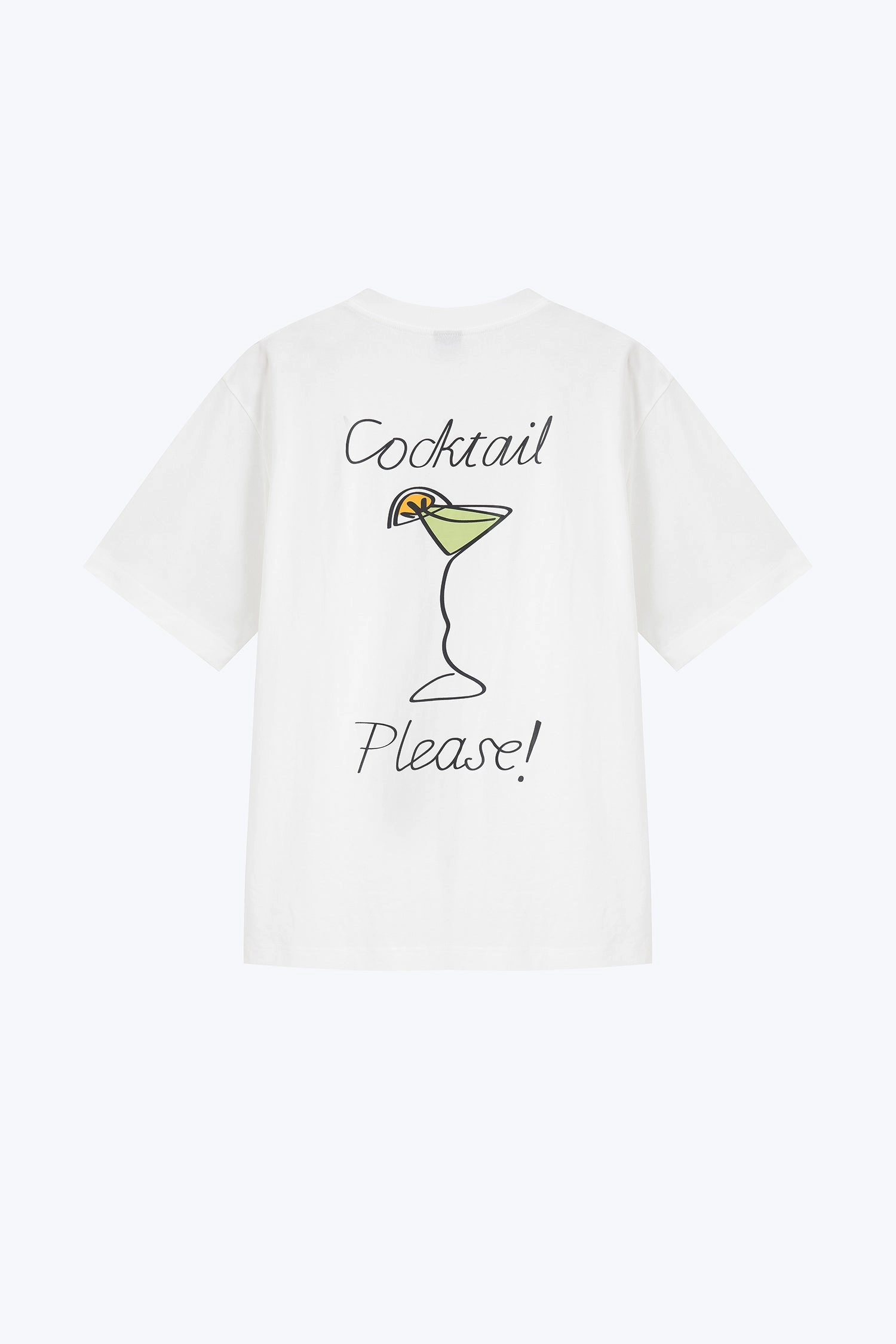 (A) Relaxed Fit Tee with Cocktail Please Print - Cream [AT] MoistureControl simple design