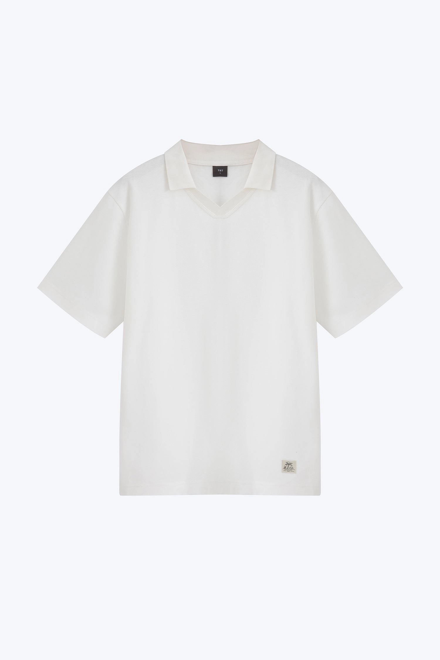 (B) Boxy Open Collar Polo - Cream Comfortable Cotton ReflectiveTrimDetails