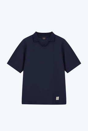 (B) Boxy Open Collar Polo - Navy Adjustable Fit System