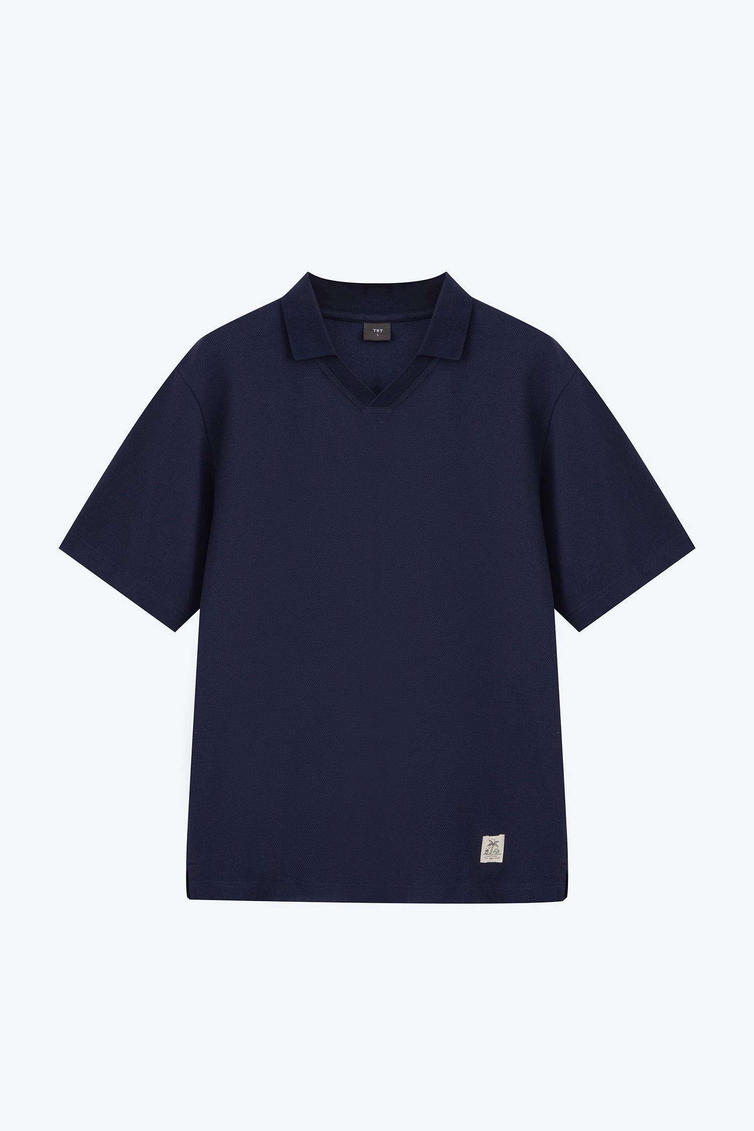 Airflow Ventilation DoubleStitched Hemming (B) Boxy Open Collar Polo - Navy