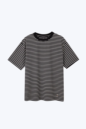 (B) Classic Striped Tee - Black Reflective Accent Trim Sustainable Manufacturing Process