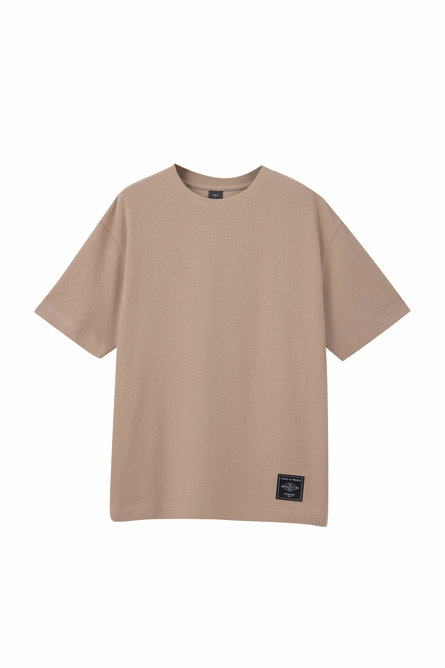 Four Way Stretch Material StretchFit (B) Waffle Crew Neck Tee - Khaki