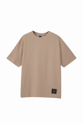 Breathable back panel Hypoallergenic fabric (B) Waffle Crew Neck Tee - Khaki