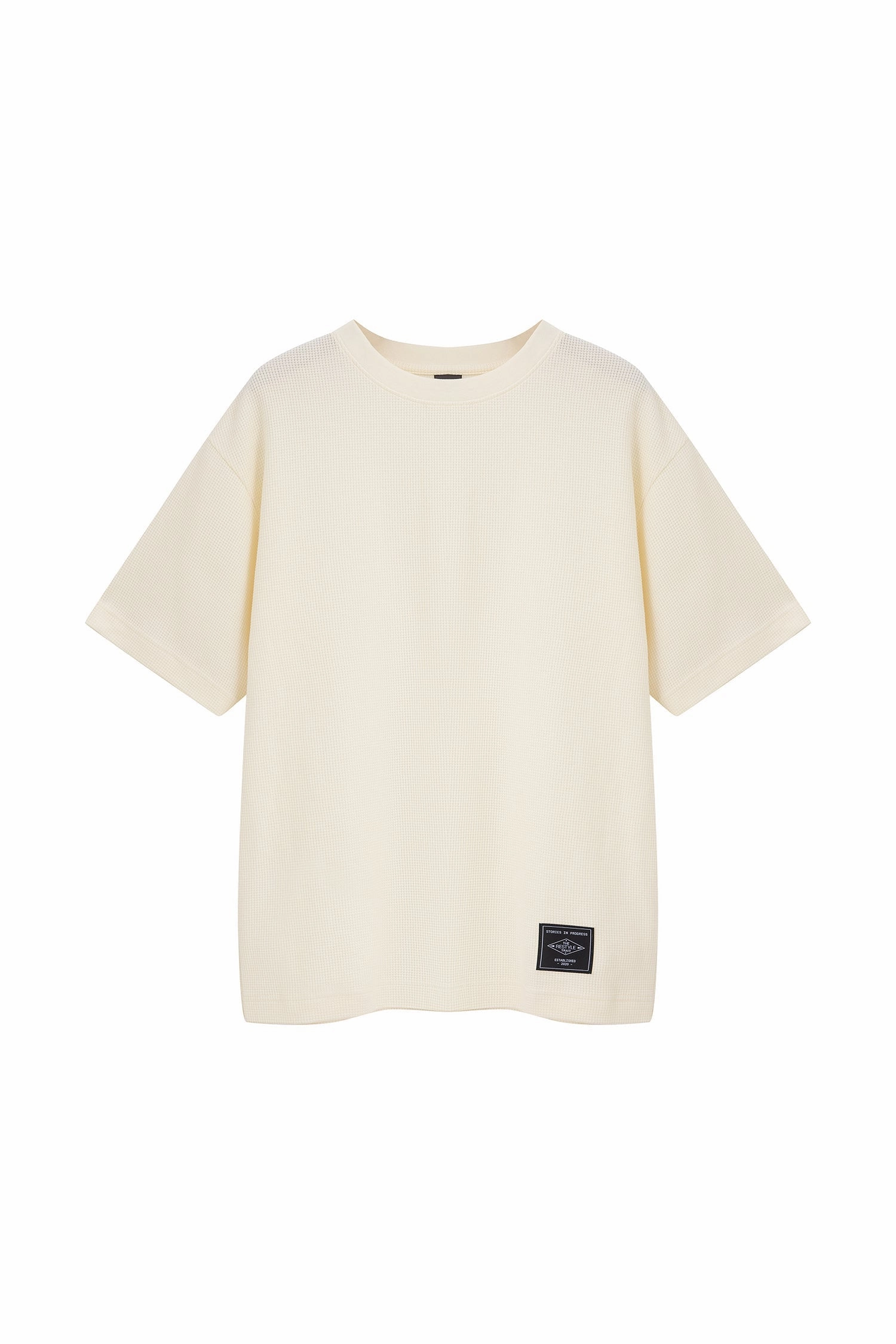 (B) Waffle Crew Neck Tee - Milk Tailored Seams