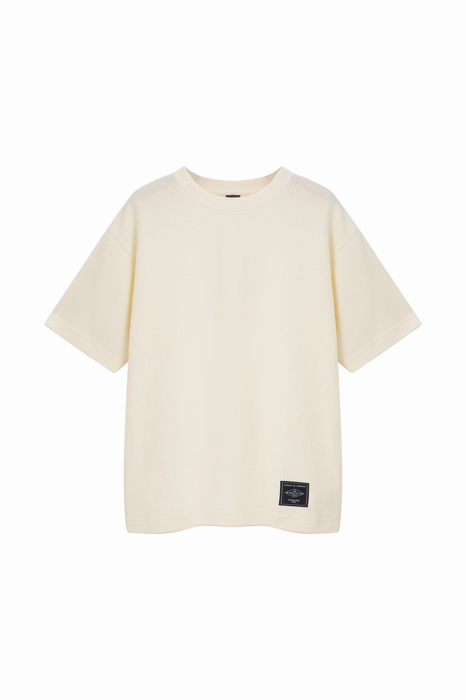 (B) Waffle Crew Neck Tee - Milk Multipurpose Layering Piece NonIrritatingSeams