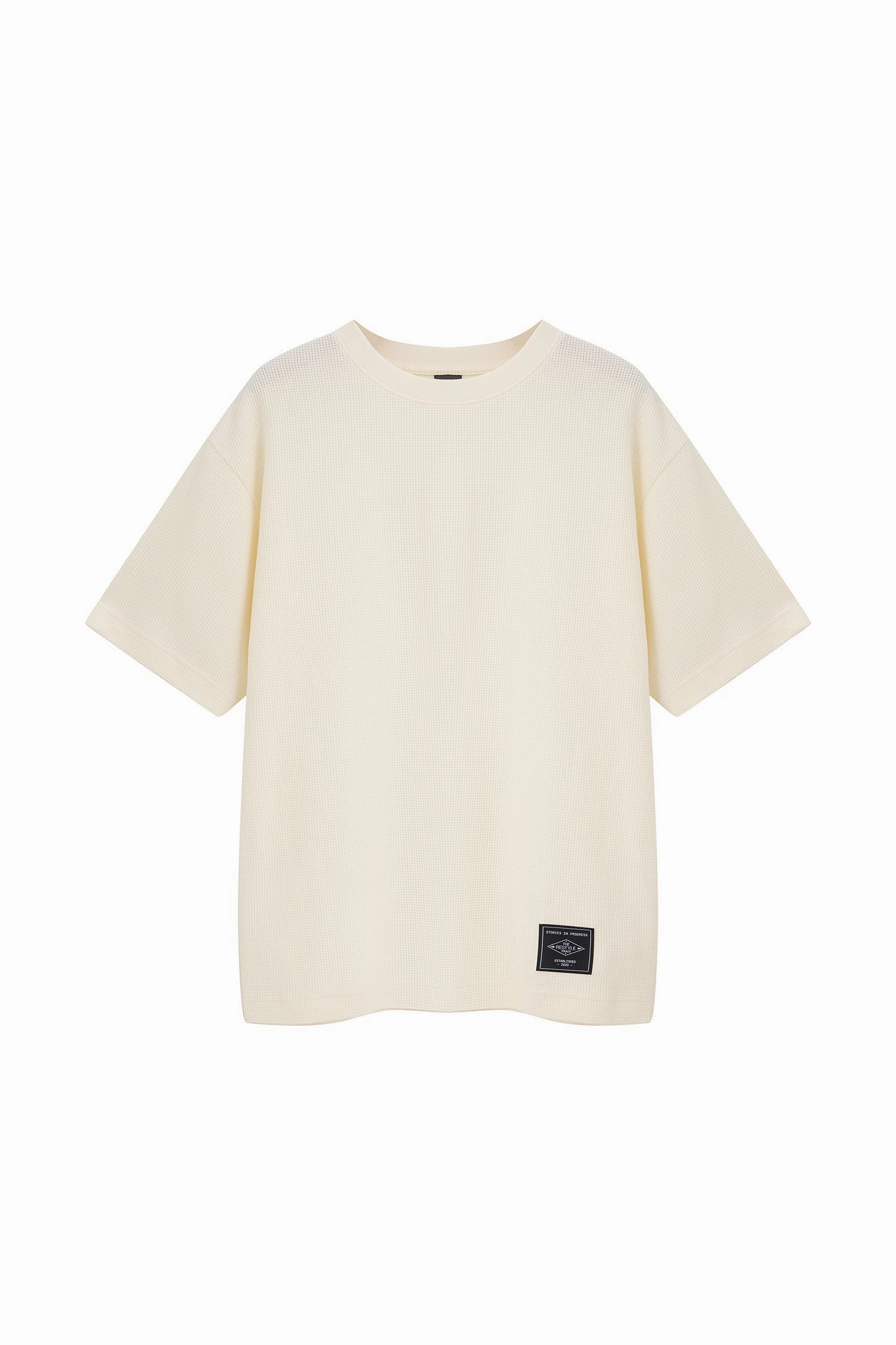 Sweat Absorbing Lining OdorResistant Treatment (B) Waffle Crew Neck Tee - Milk