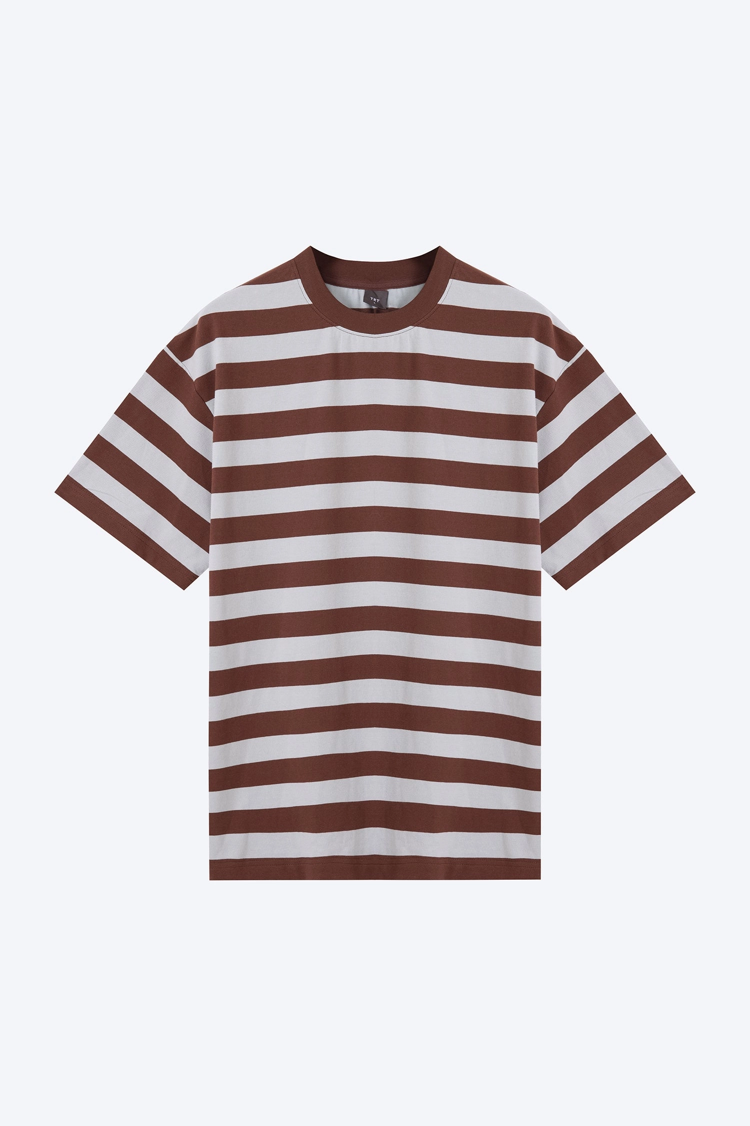Four Way Stretch Fabric (C) Broad Stripes Tee - Brown