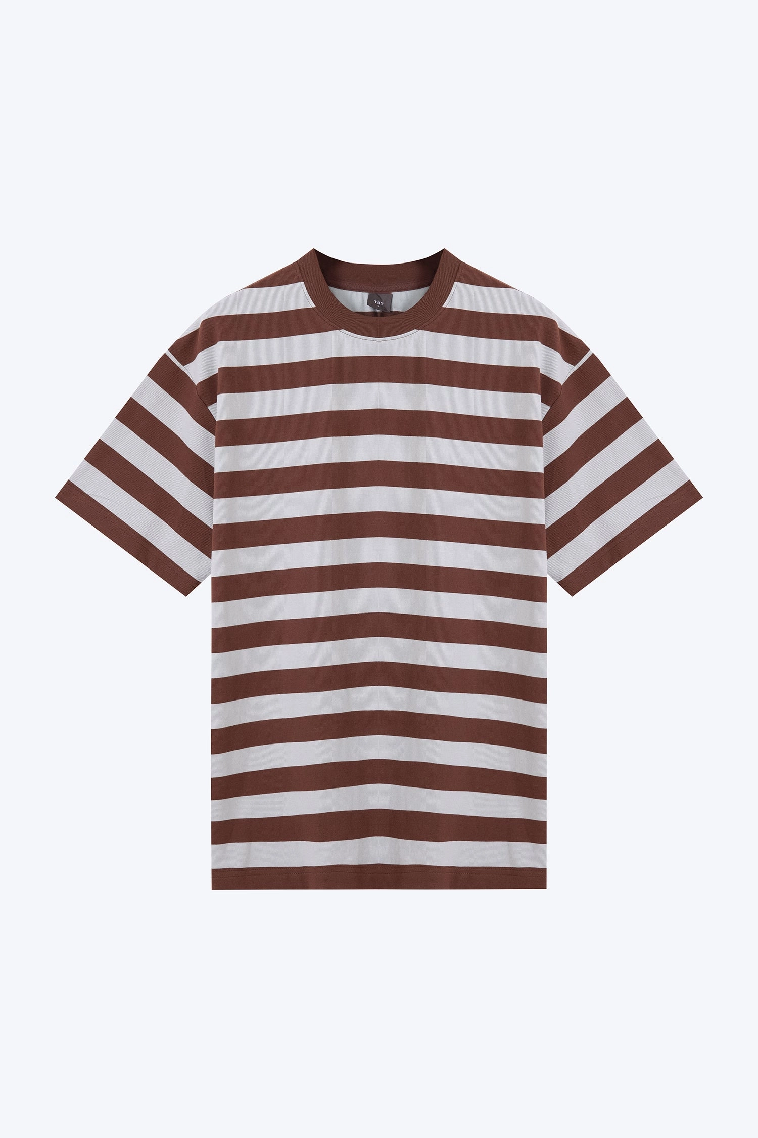 (C) Broad Stripes Tee - Brown Cozy Blouse