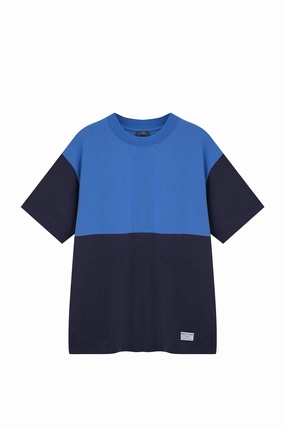 Regular Fit (C) Colour Block Tee - Steel Blue [AT]