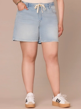 "Ab"leisure Skyrise Drawstring Micro Step Hem Relaxed Plus Size Shorts Timeless Cut