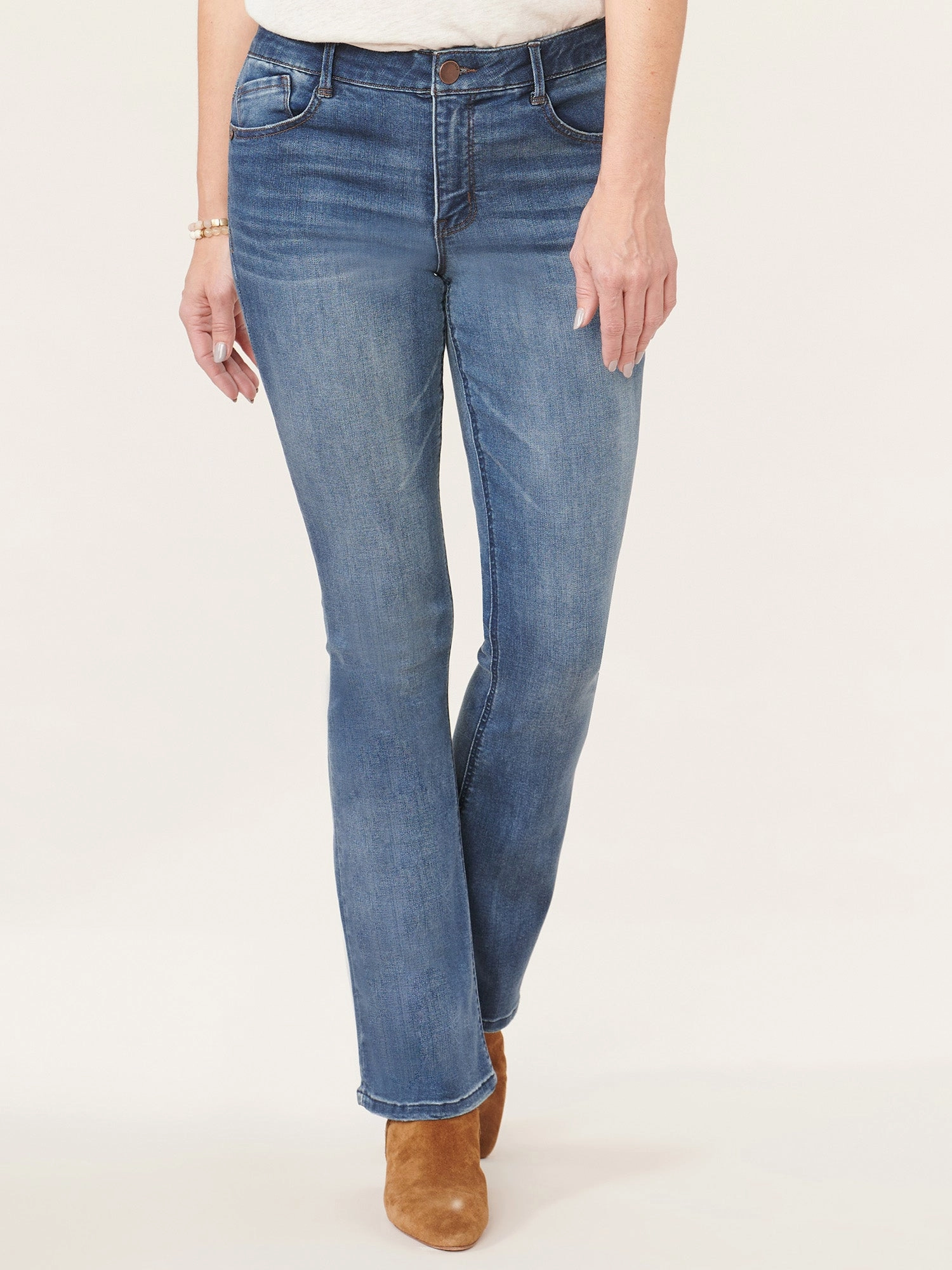 "Ab"solution? 34" Long Inseam High Rise Itty Bitty Bootcut Jeans Simple Utility On The Go