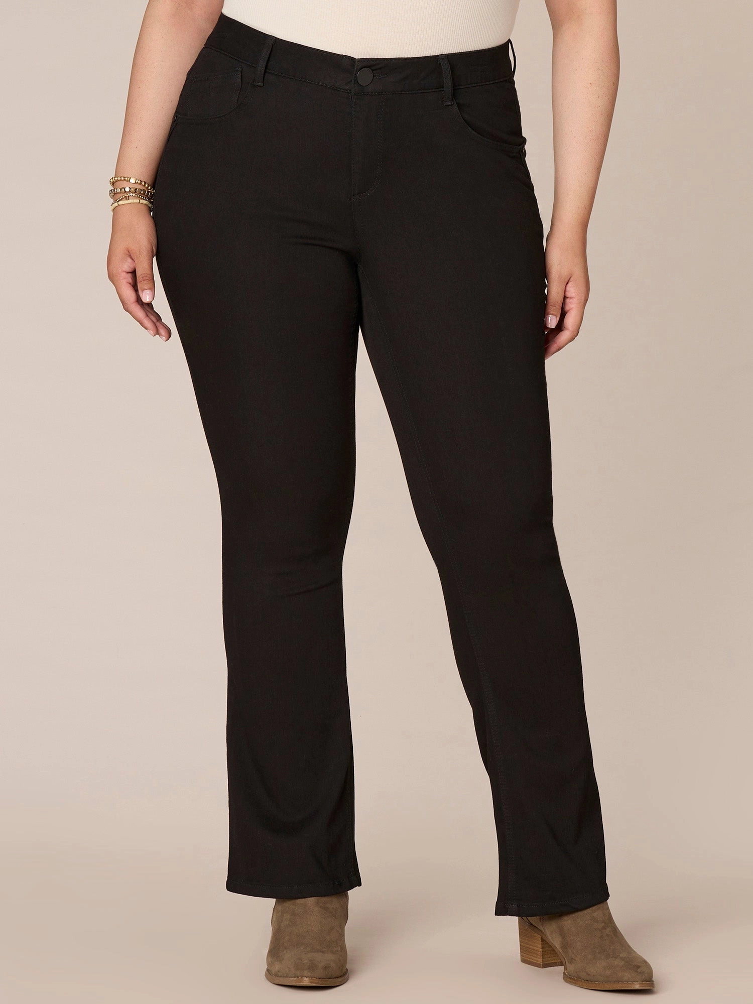 Vintage Lover Smooth Bold Softened Denim Material "Ab"solution? Black Denim Plus Itty Bitty Bootcut Jeans