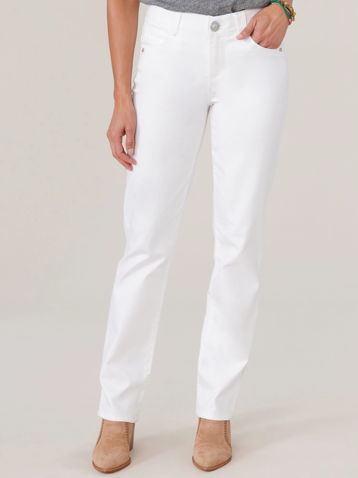 "Ab"solution? Booty Lift Straight Leg White Jeans Neutral Smooth