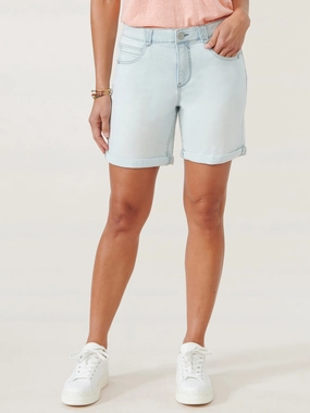 Warm Days "Ab"solution? High Rise 7" Inseam Powder Blue Denim Shorts