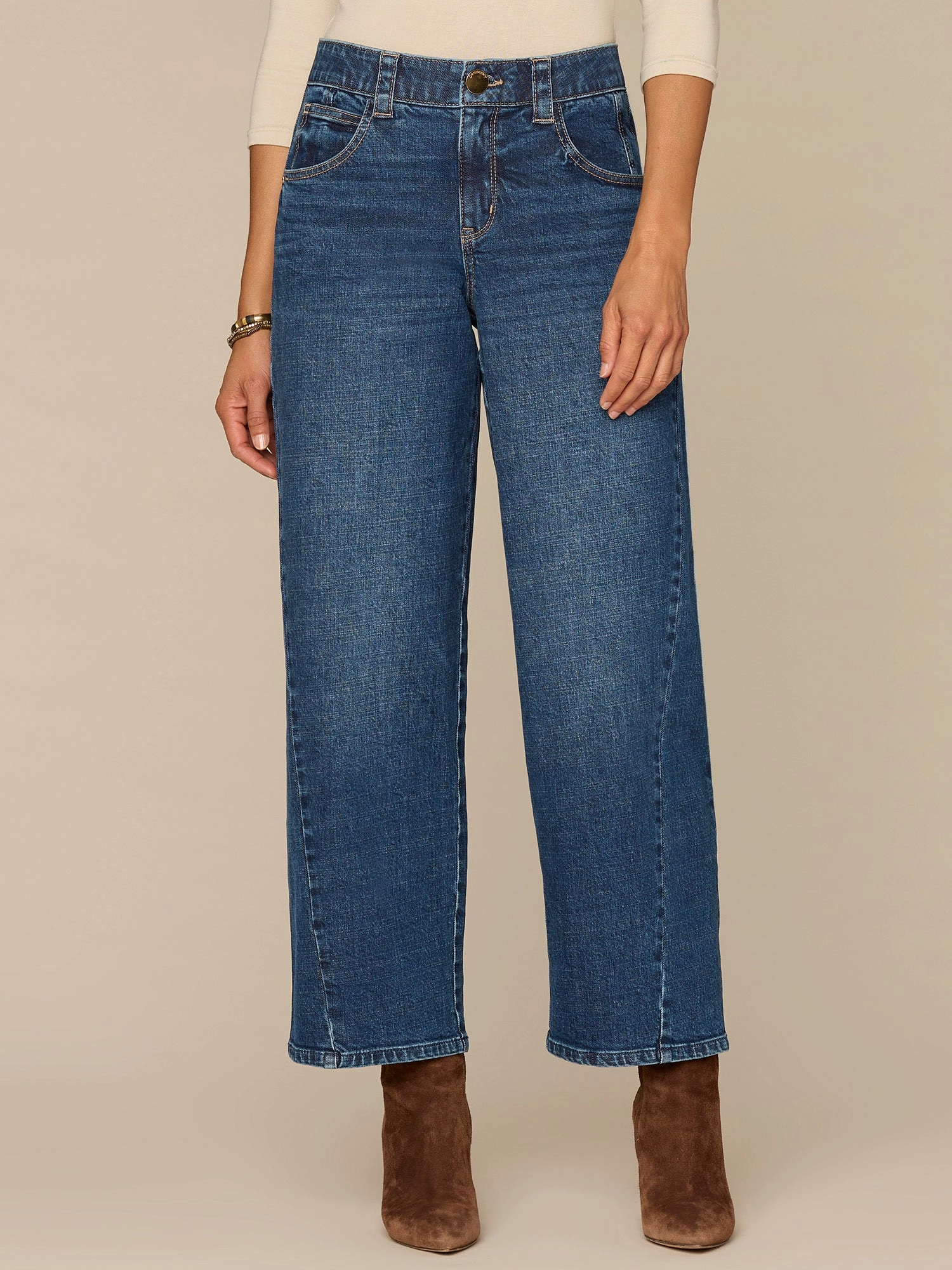 Neutral Autumn Days "Ab"solution? High Rise Barely Barrel Leg Jeans with Forward Side Panel