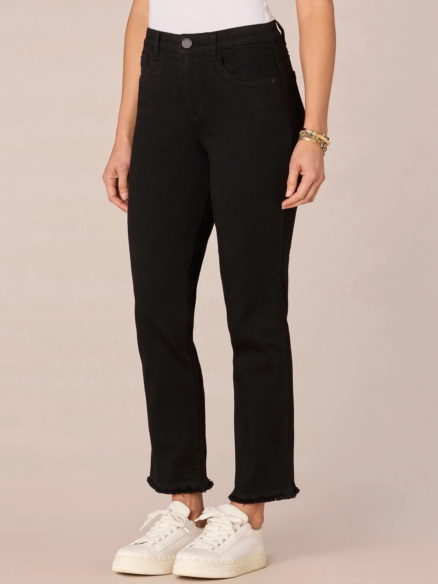 "Ab"solution High Rise Cascading "D" Pocket Slim Straight Jeans Streetwear Fan Evening Stroll Elegant