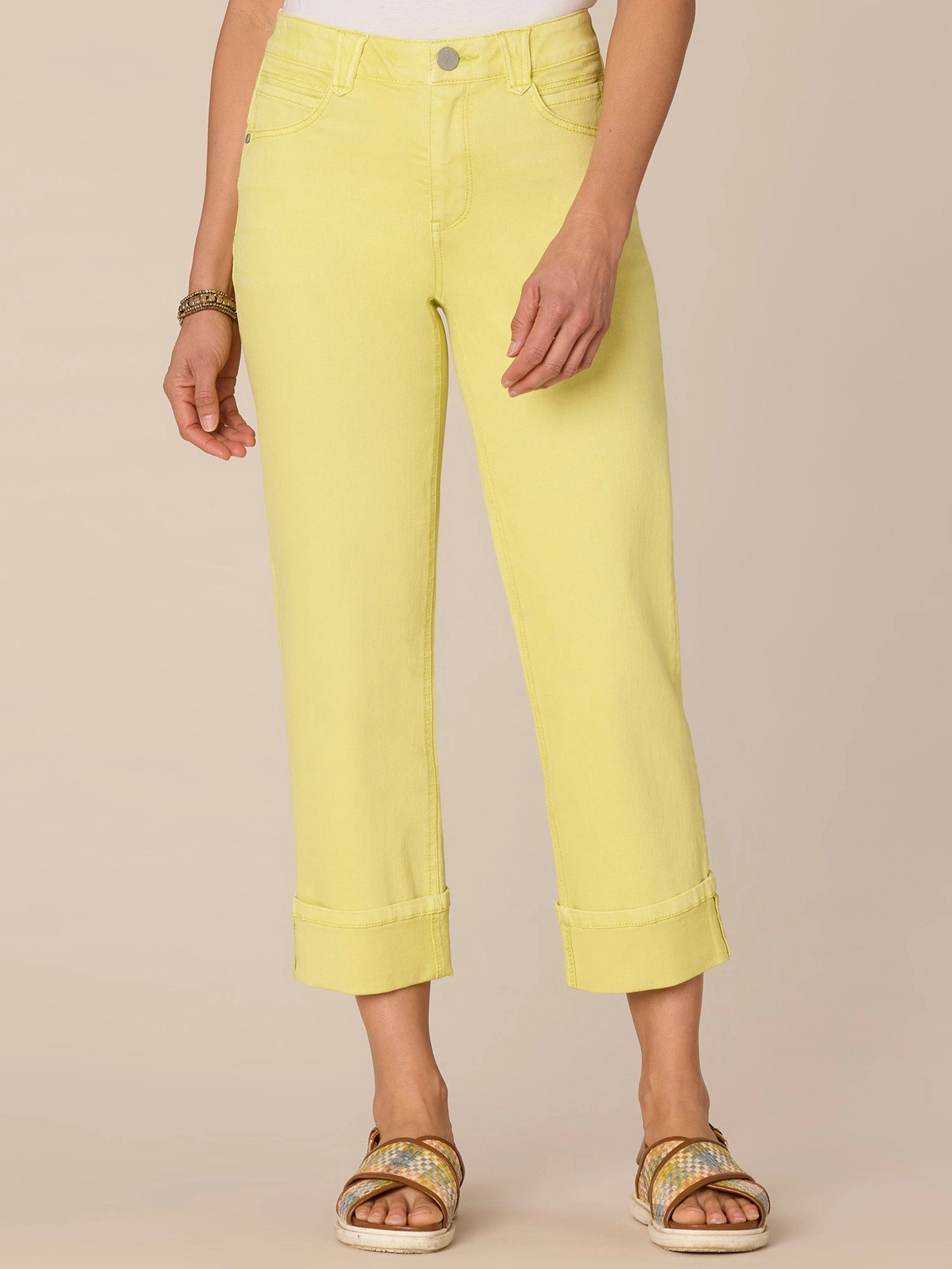 "Ab"solution High Rise Cropped Roll Cuff Round Up Boyfriend Jeans Clean Aesthetic