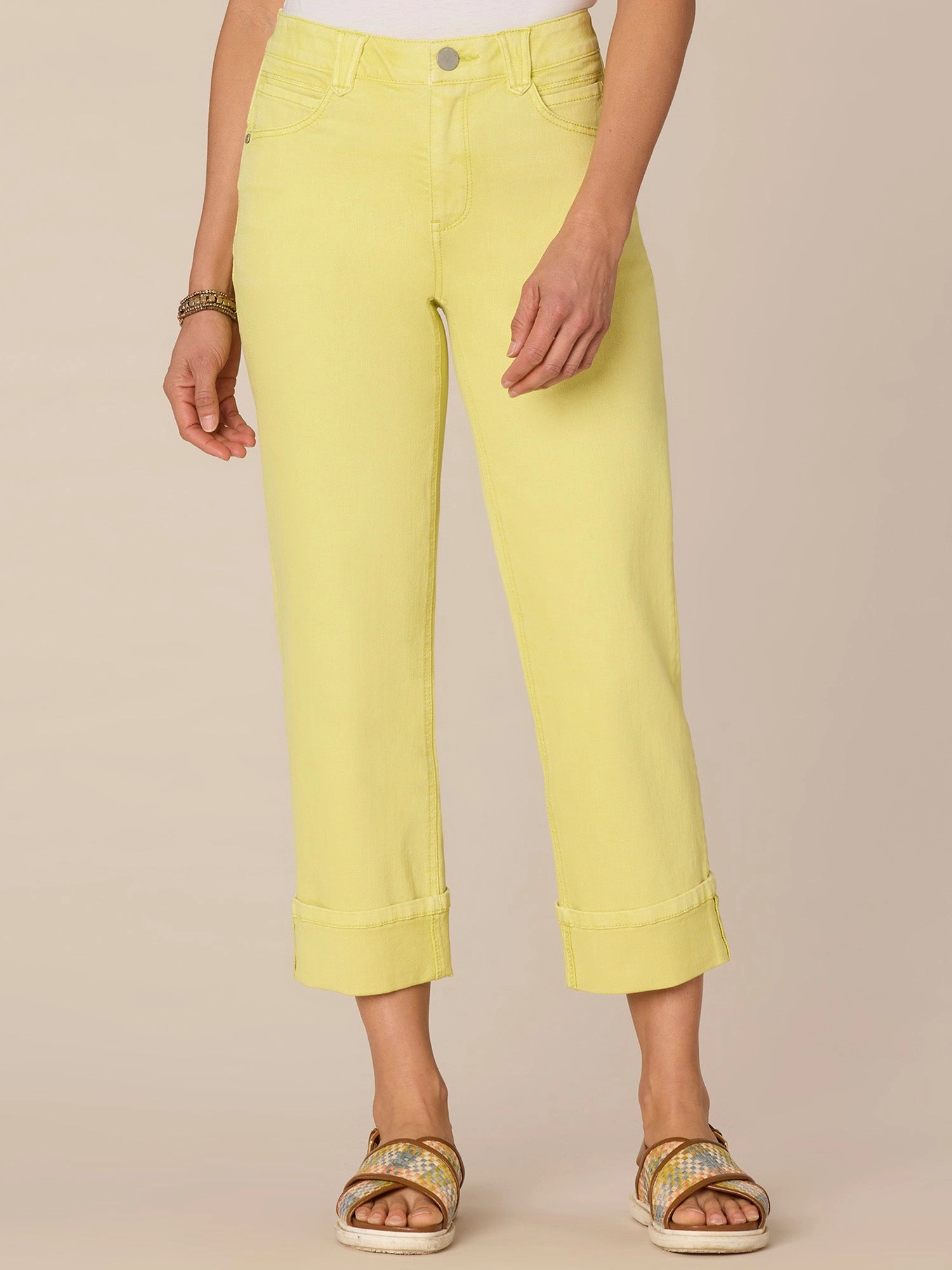 Holiday Vibes Stretch "Ab"solution High Rise Cropped Roll Cuff Round Up Boyfriend Jeans