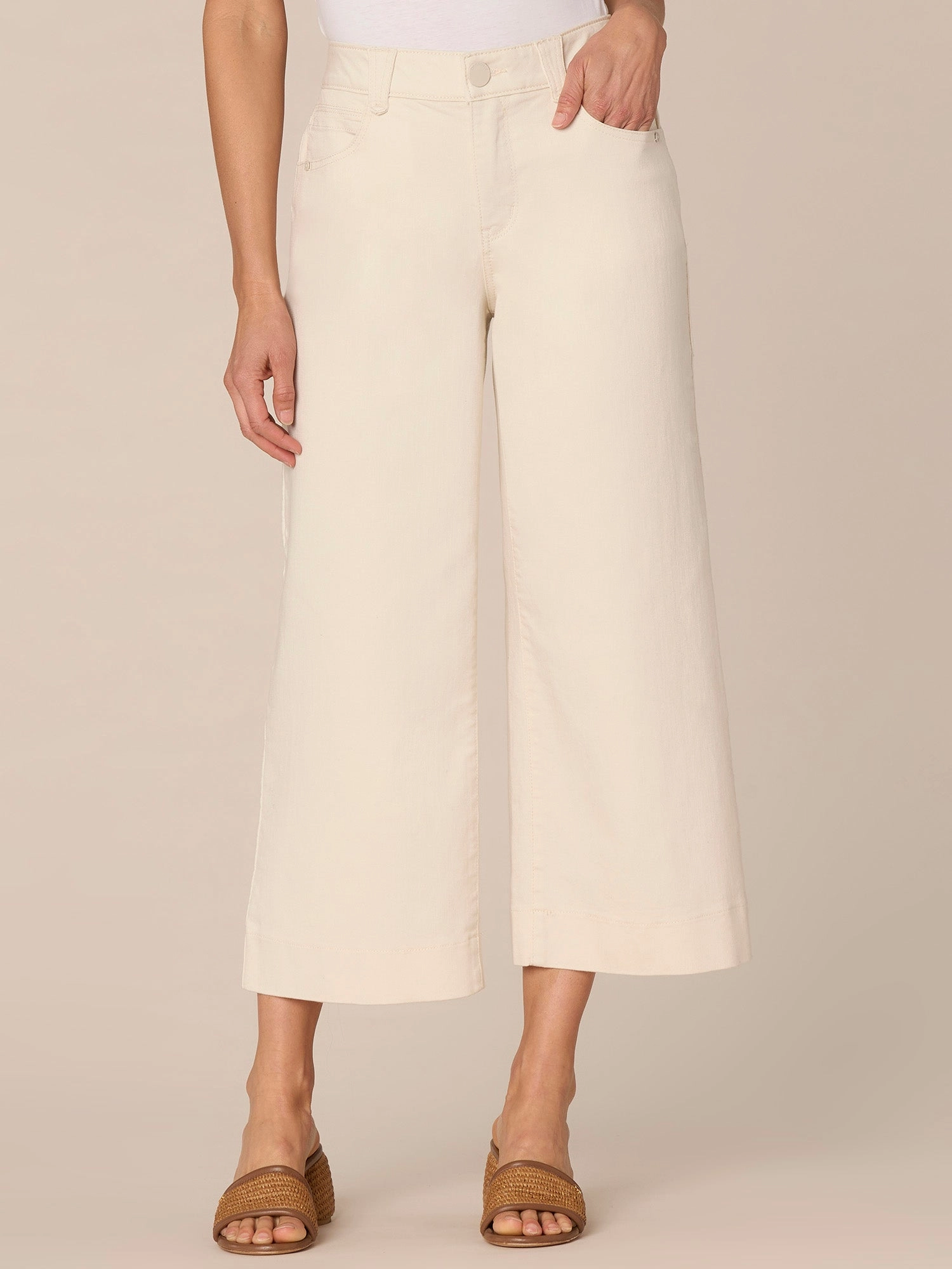 Spring Mood Elegant City Walk "Ab"solution High Rise Cropped Wide Leg Jeans