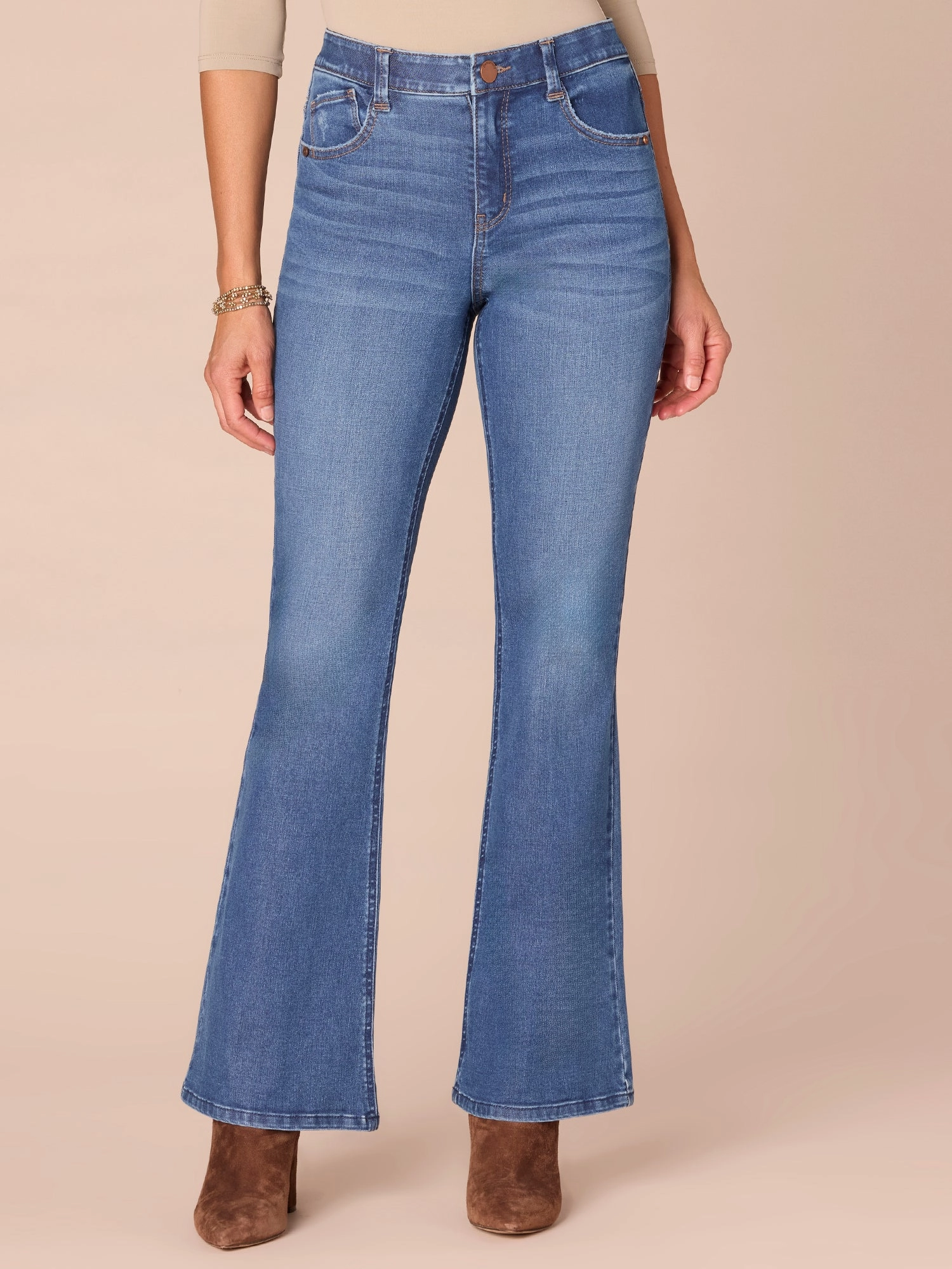 "Ab"solution? High Rise Out There Flare Jeans Outfit Mix Stretch Classic Gym Ready