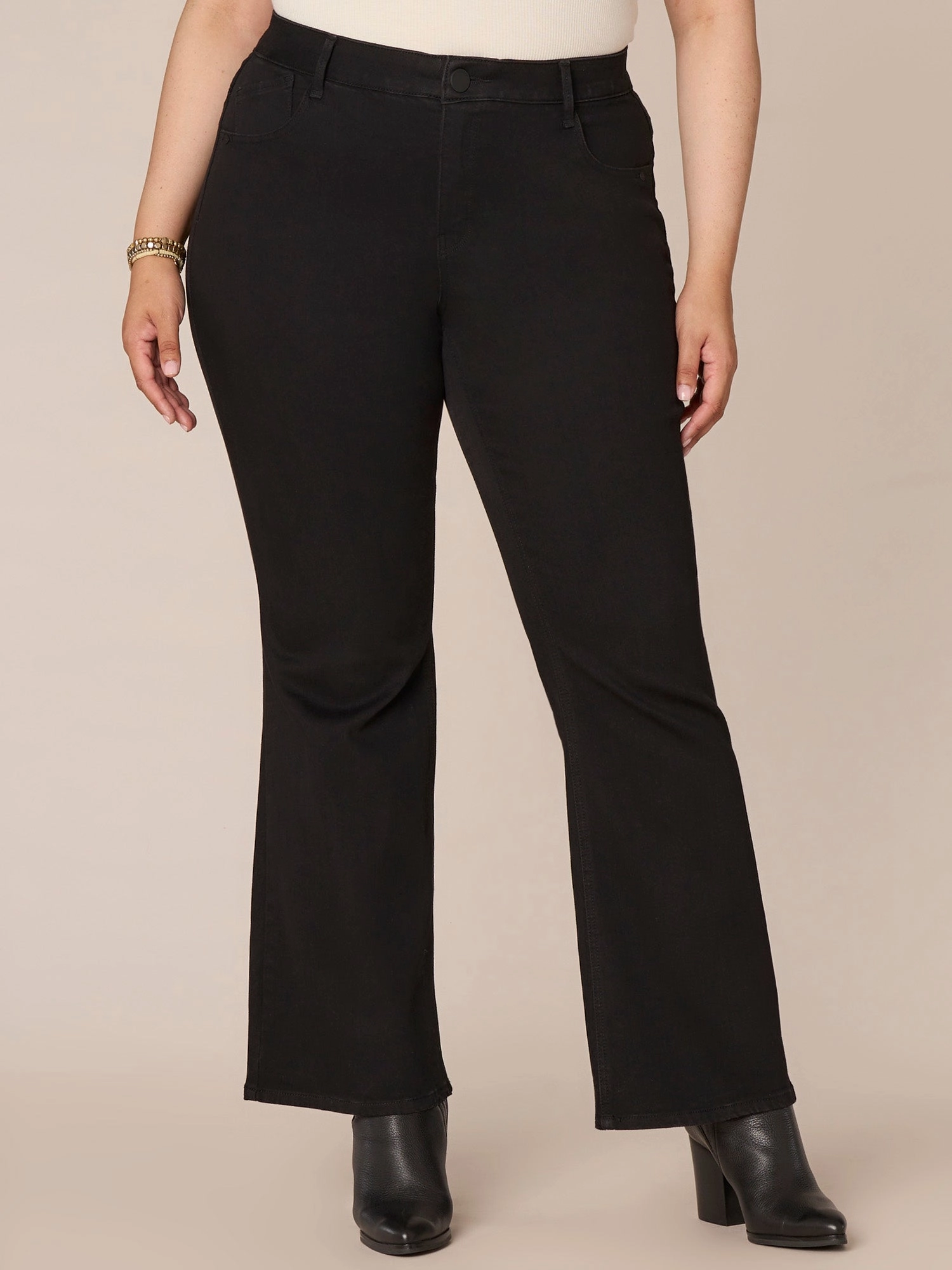 Home Comfort Party Look Modern Minimalist Universal Favorite "Ab"solution? High Rise Out There Flare Plus Size Jeans