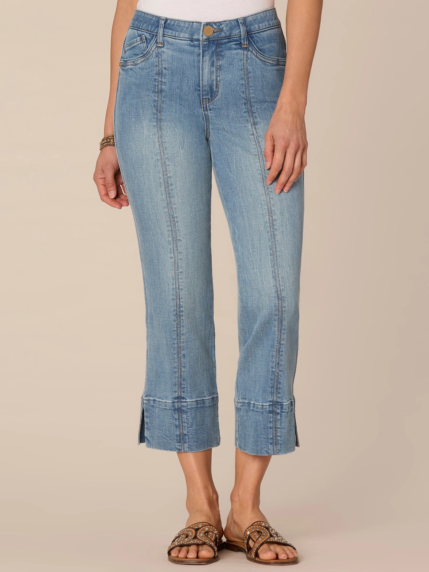 "Ab"solution High Rise Petite Kick Flare Jeans with Center Seam Party Look Weekend Warrior Perfect Match