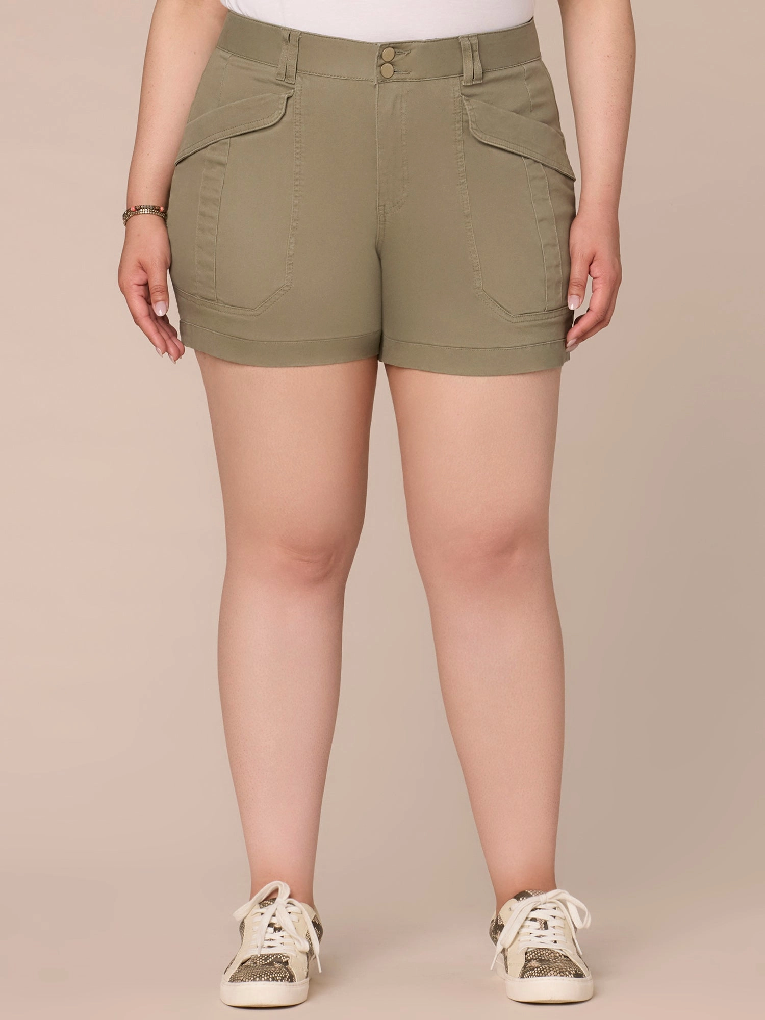 "Ab"solution? High Rise Plus Colored 5 1/2" Cargo Shorts Quick Access Quick Fit Design