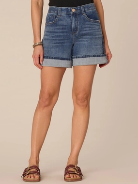 "Ab"solution? High Rise Roll Cuff Shorts with Spade Back Pockets Seamless Pocket Design Street Routine