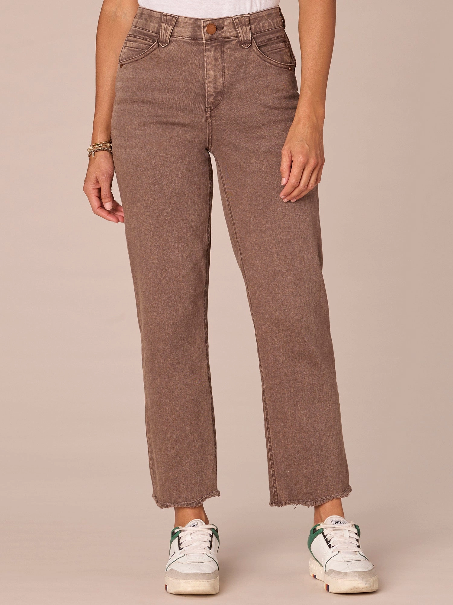 "Ab"solution High Rise Round Up Boyfriend Jeans with Destroyed Hem Effortless Layer Quick Matchup