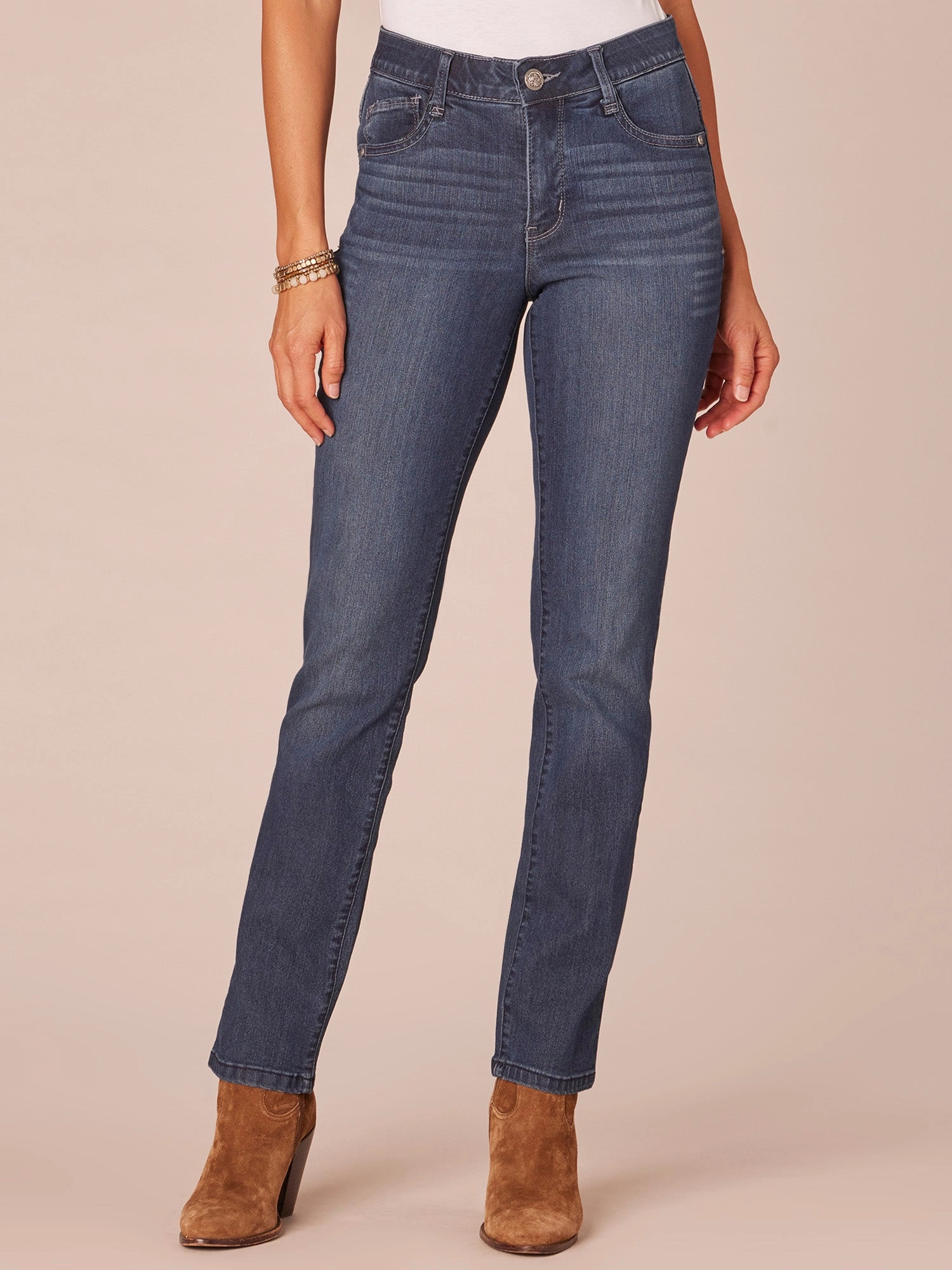 "Ab"solution? Indigo High Rise Straight Leg Jeans Comfy Choice