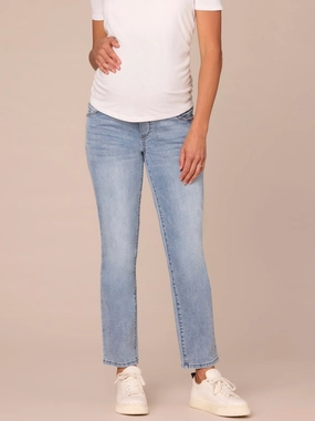 "Ab"solution Light Blue Maternity Straight Leg Baby Bump Jeans Non Restrictive Thigh UltraSoft Lining