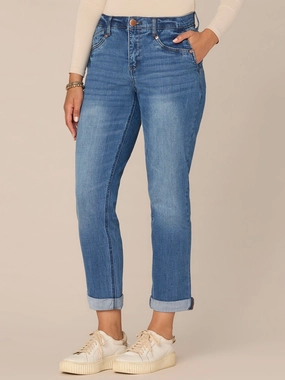 Waterless Wash Technology "Ab"solution Mid-Rise Girlfriend Jeans with Side Entry Pockets