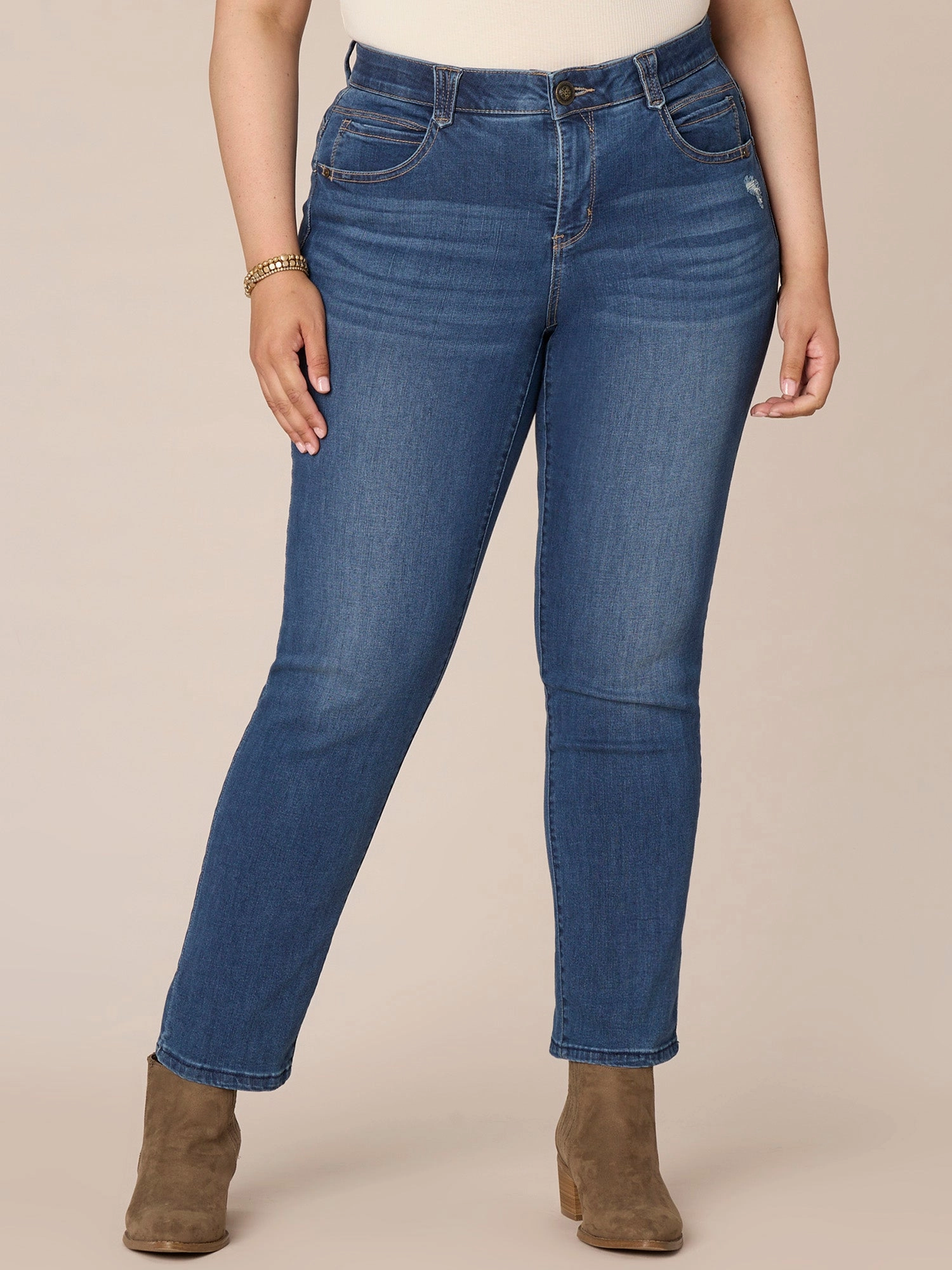 "Ab"solution Mid-Rise Plus Size Straight Leg Jeans Slim Vintage Lover