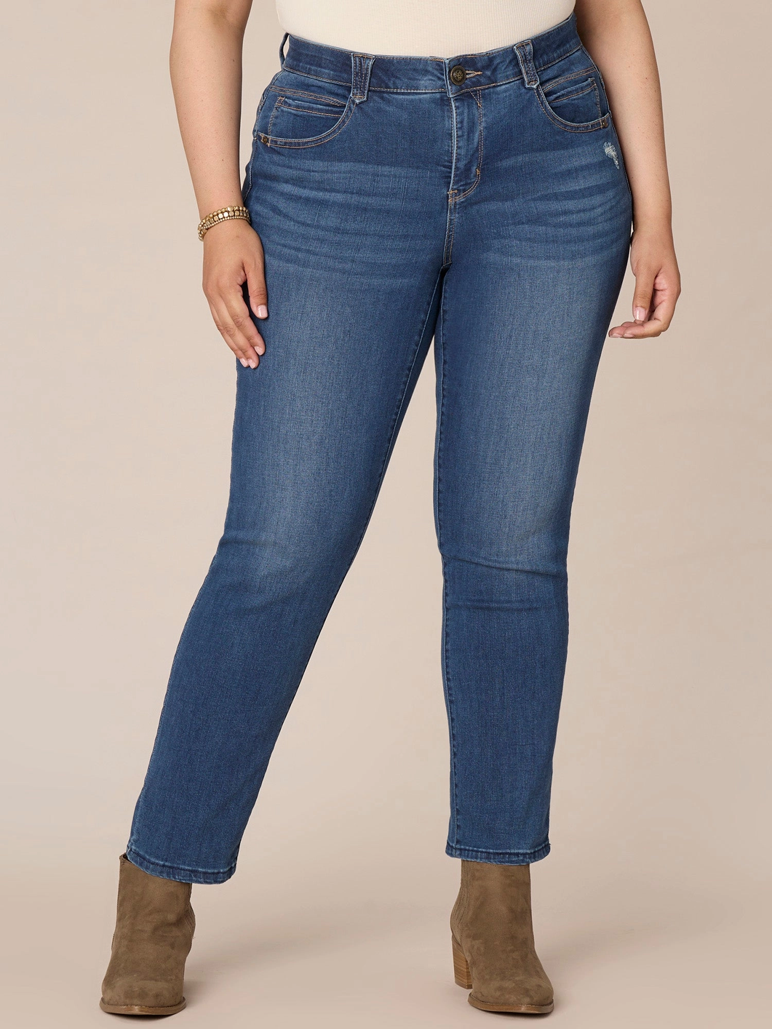 "Ab"solution Mid-Rise Plus Size Straight Leg Jeans Soft Core