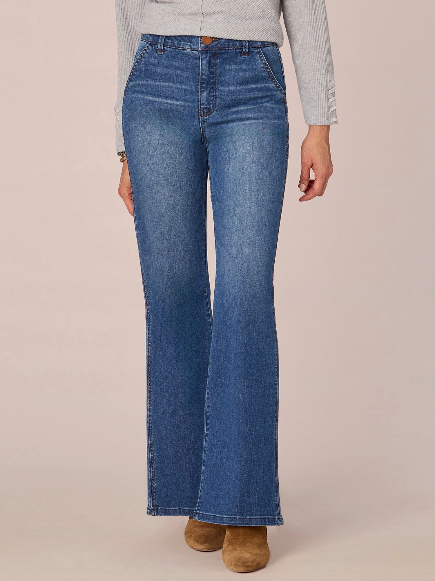 "Ab"solution Skyrise Double Side Seam Trouser Detail Bootcut Jeans Low Maintenance Denim Perfect Fit