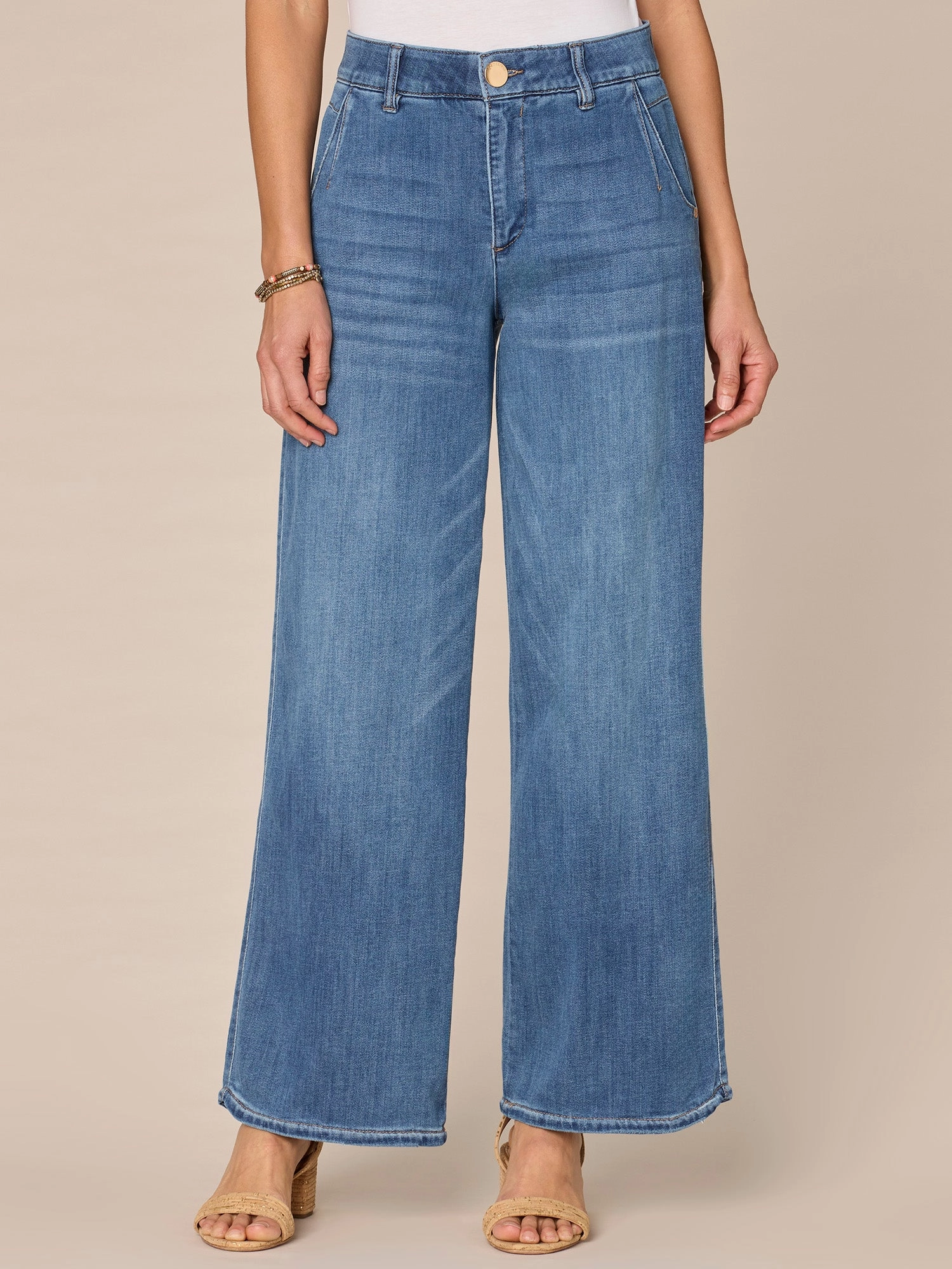 "Ab"solution Skyrise Tulip Hem Wide Leg Jeans with Dart Seams Style Layer