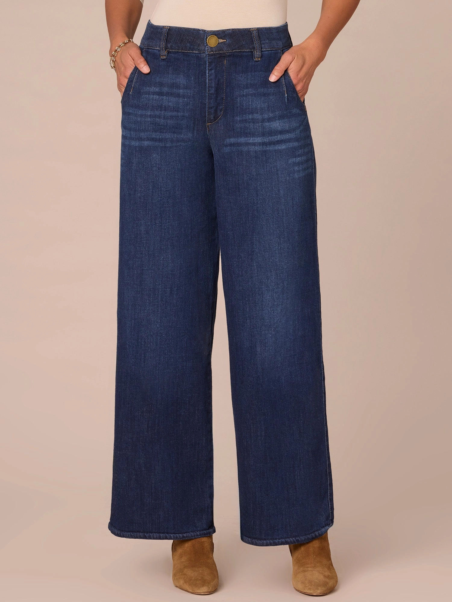 Travel Ready "Ab"solution Skyrise Wide Leg Jeans with Tulip Hem