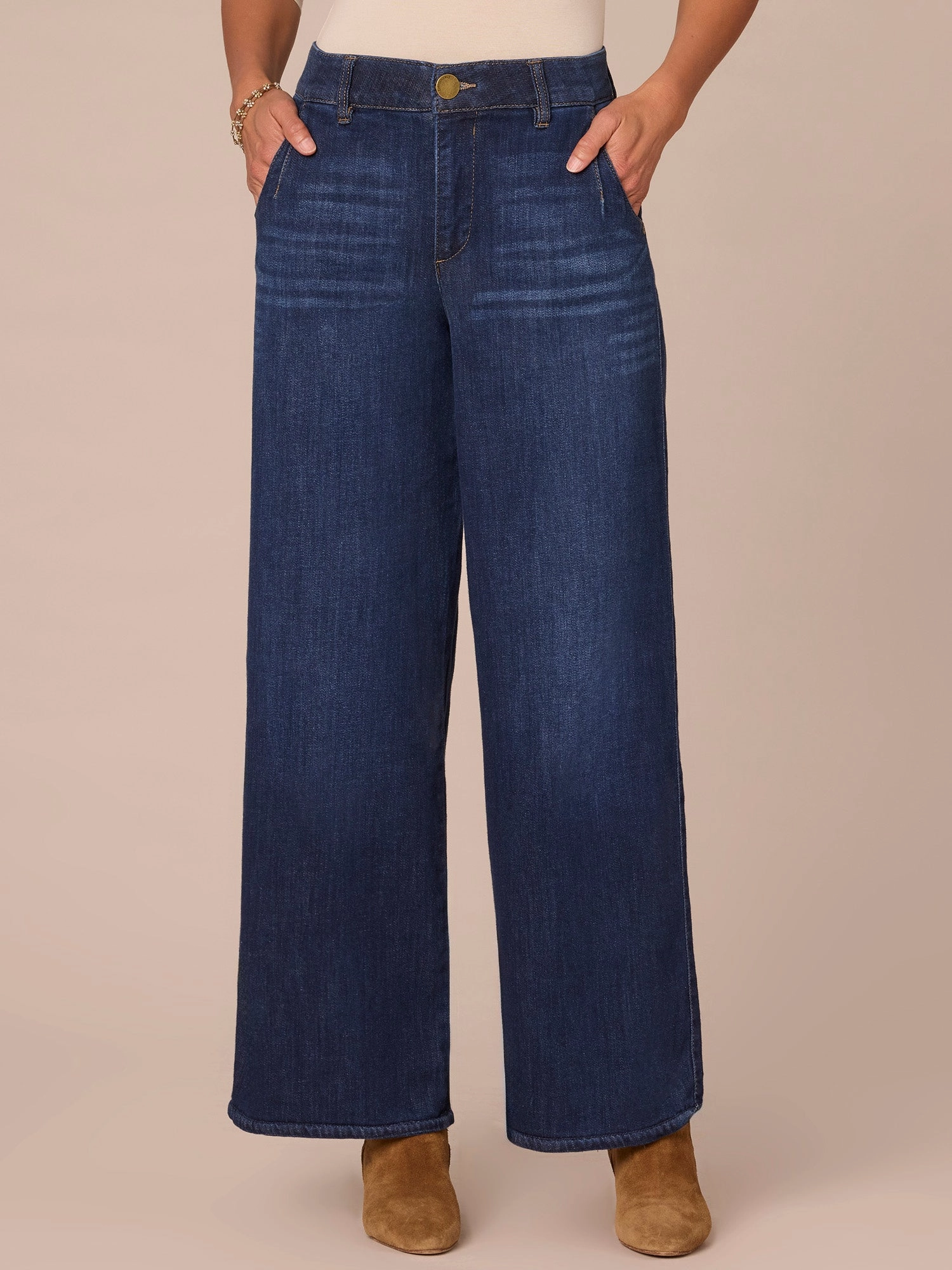 "Ab"solution Skyrise Wide Leg Jeans with Tulip Hem Rainy Day High Quality