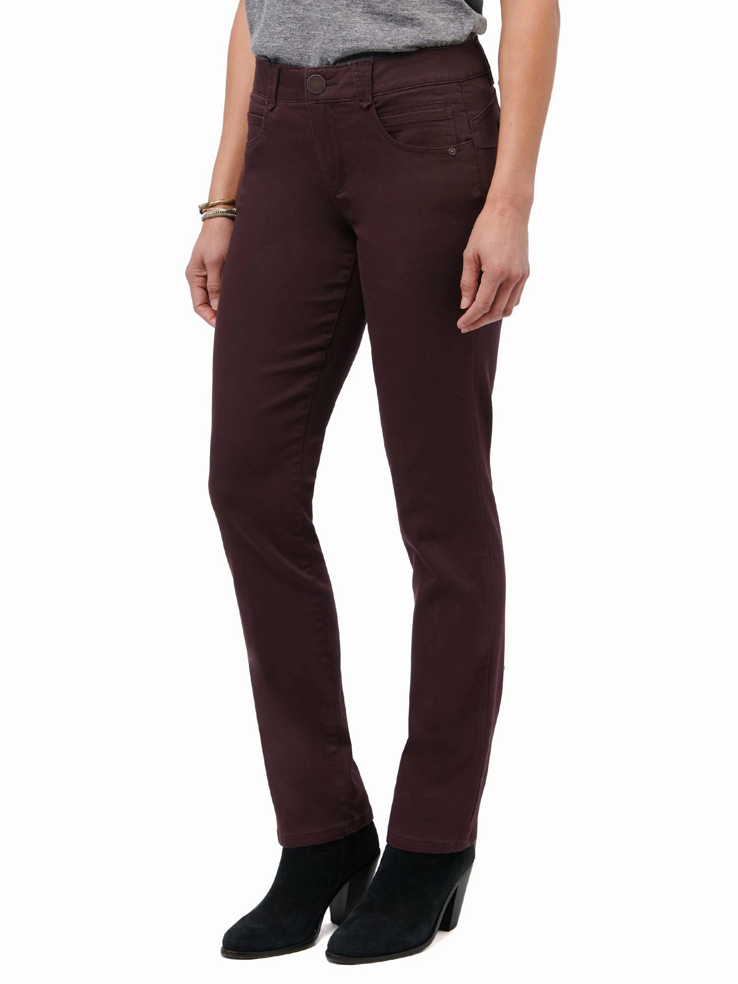 Earthy Soft Flat Lock Stitching "Ab"solution? Straight Leg Petite Colored Jeans
