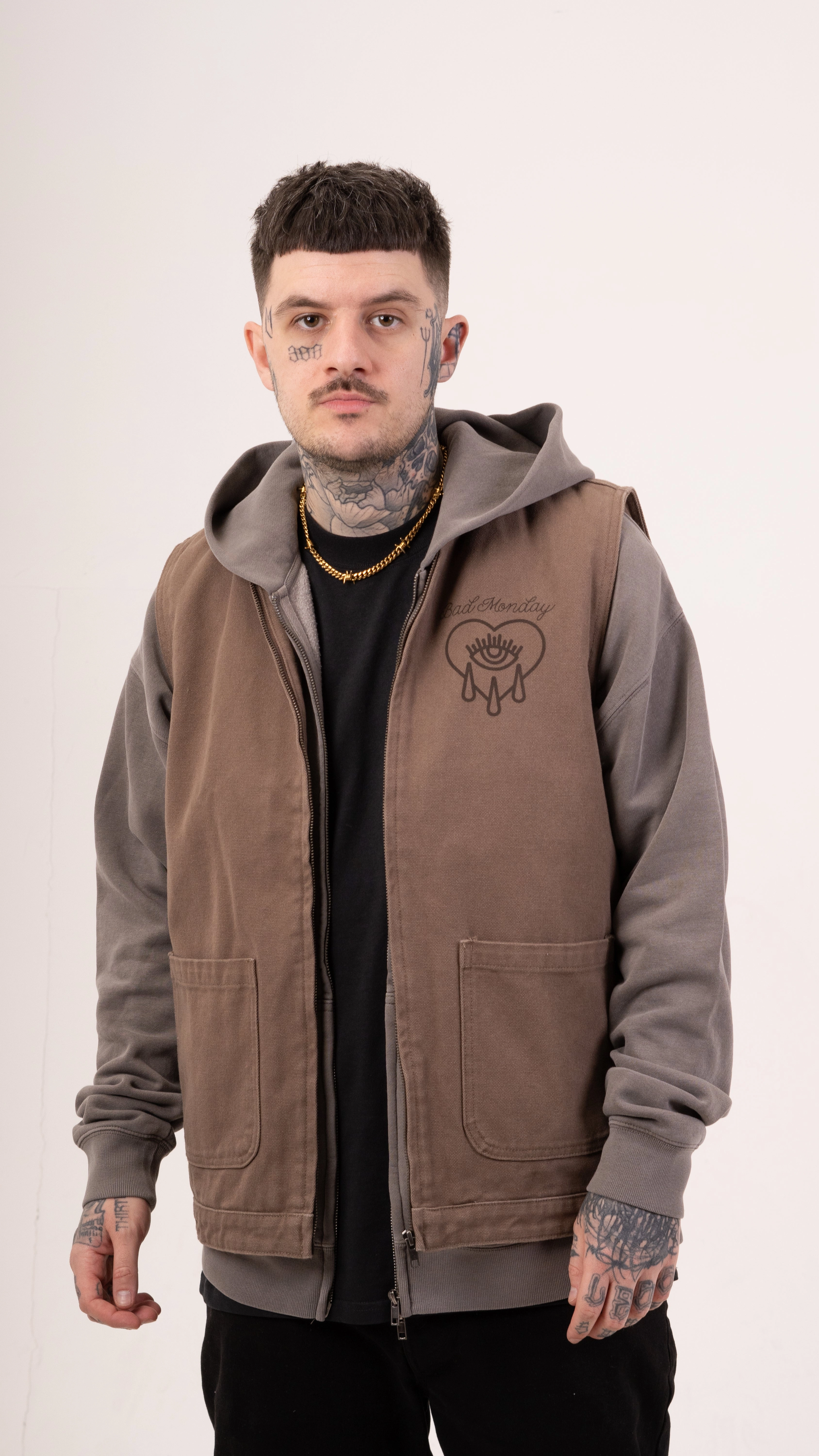 Bonded Zippers CH Canvas Vest Jacket Walnut