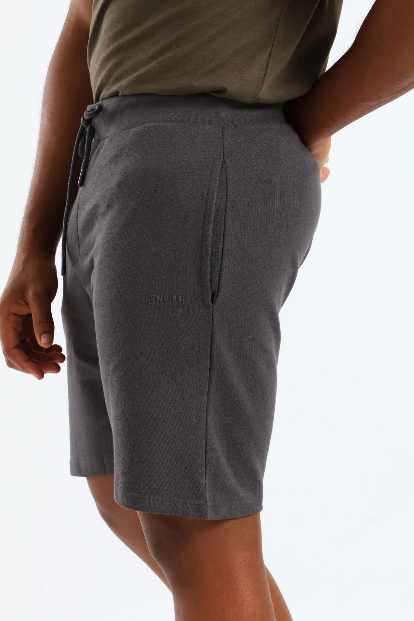 Active Flex Basic Side Pocket Fleece Shorts - Charcoal Crisp Texture