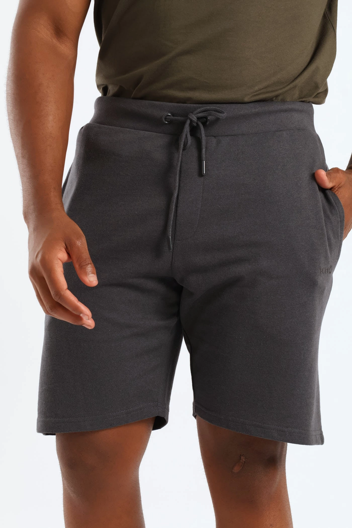 Lightweight Design Active Flex Basic Side Pocket Fleece Shorts - Charcoal