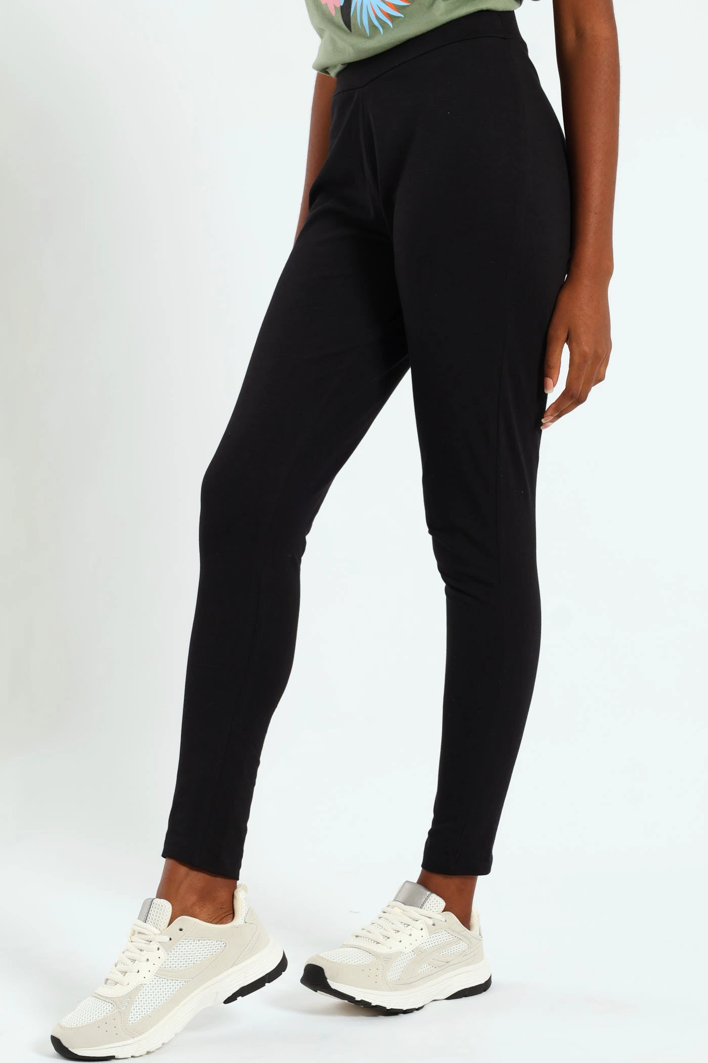 RecyclablePackaging Basic Legging With Wide Waistband - Black
