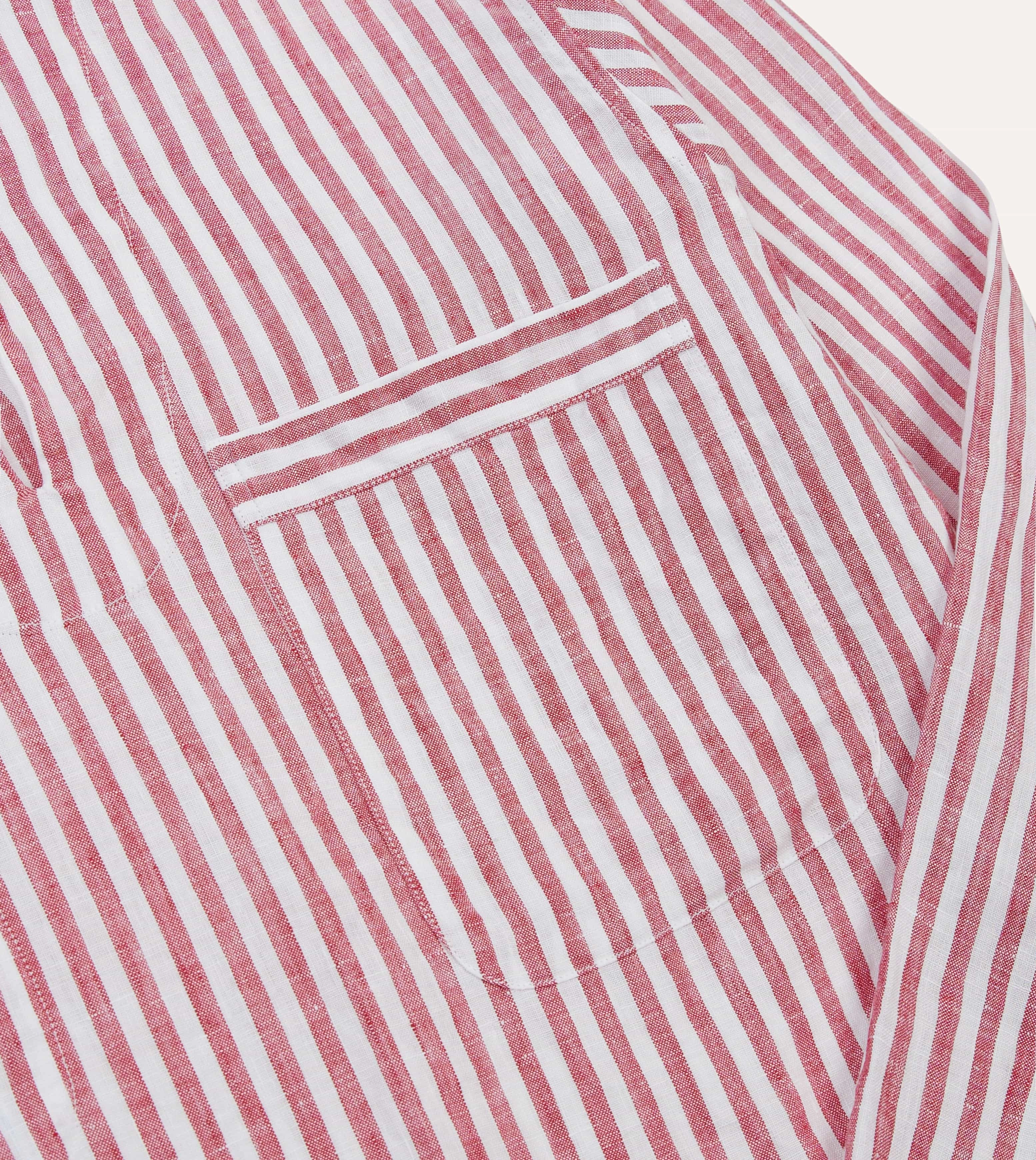 Casual Comfort Red Stripe Linen Smock Shirt
