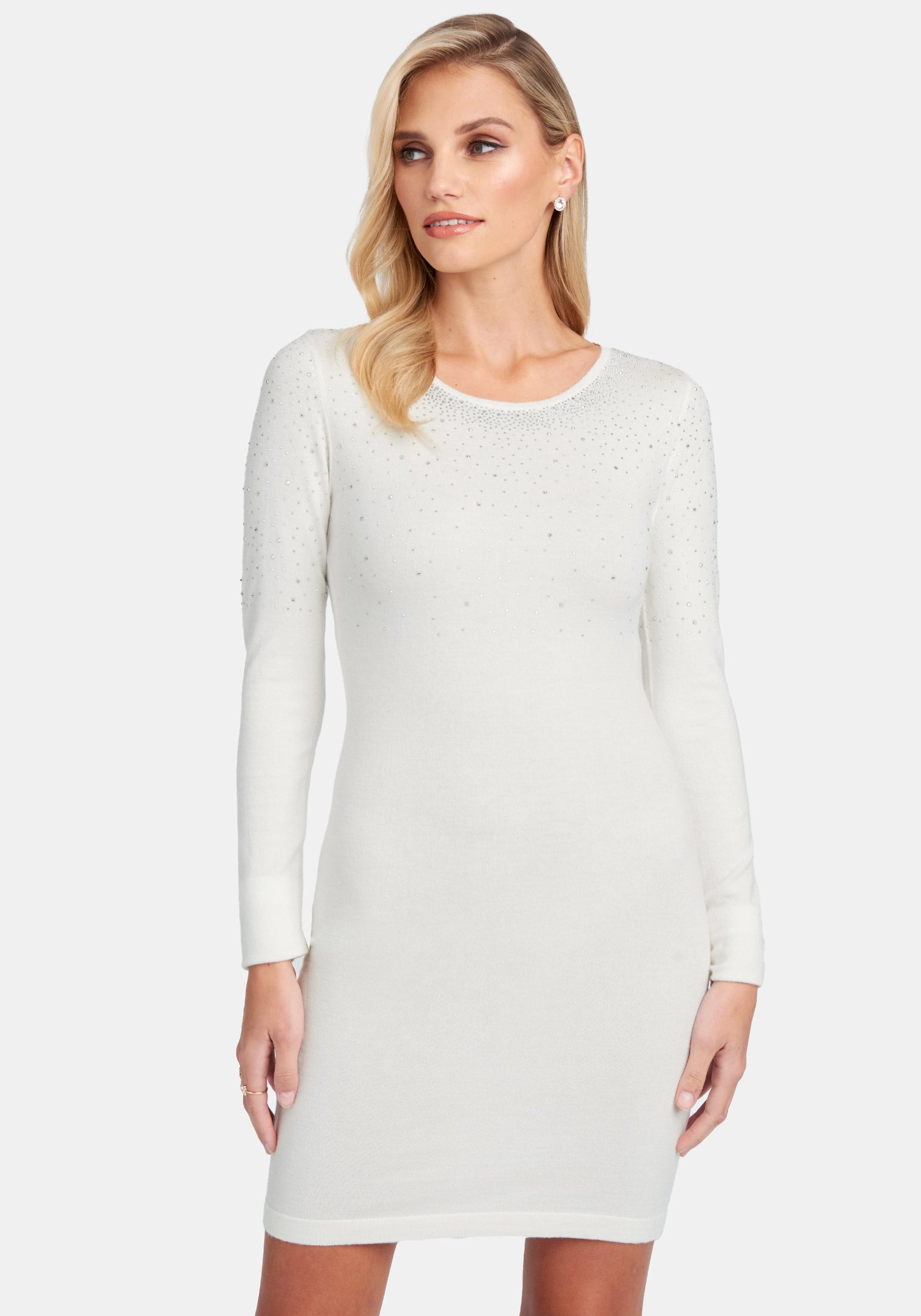 Crew Neck Sweater Dress DeepPocketStyle