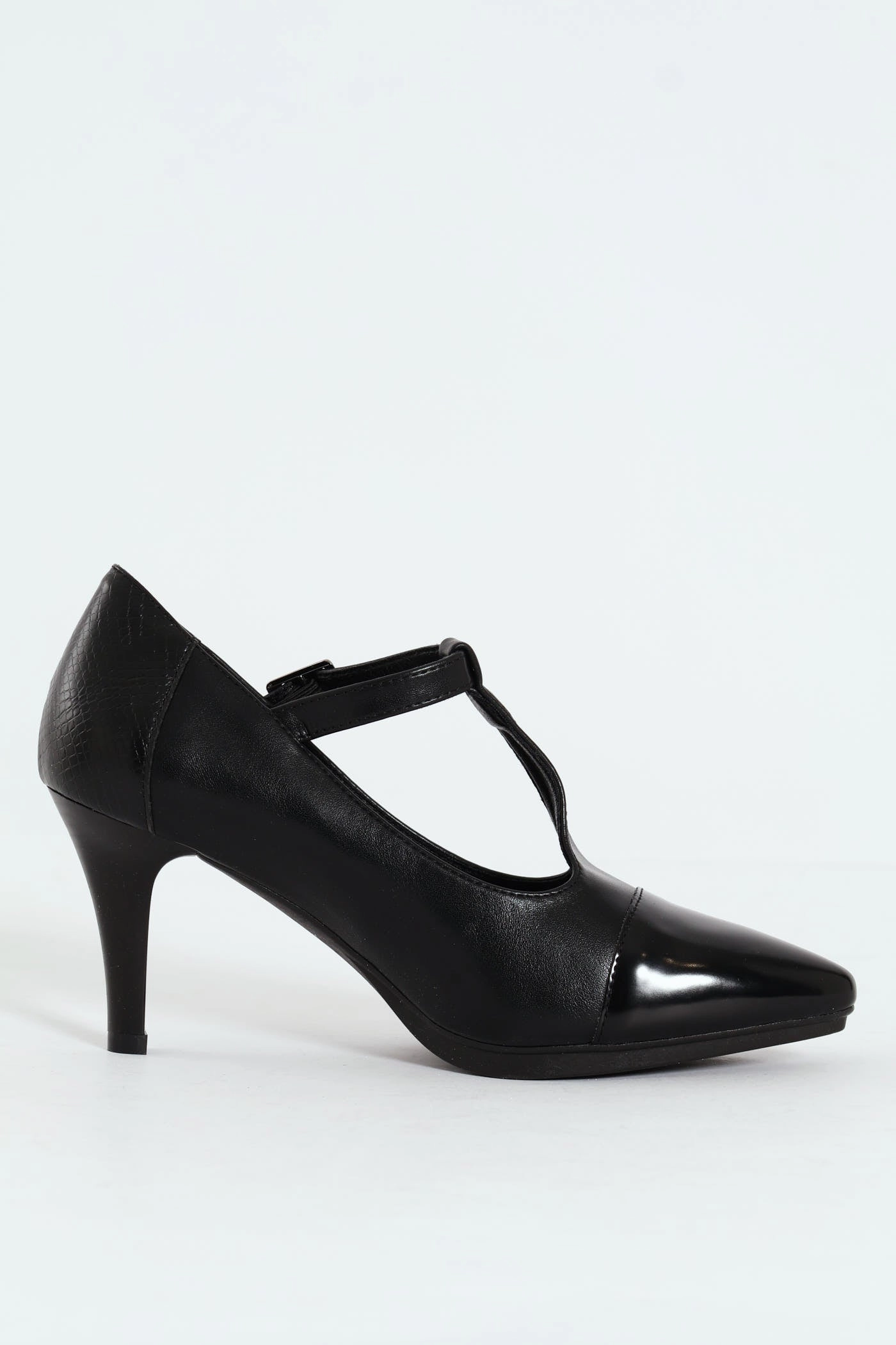 Durable Upper Anti Bacterial Phoenix Mary Jane T-Strap Heel - Black