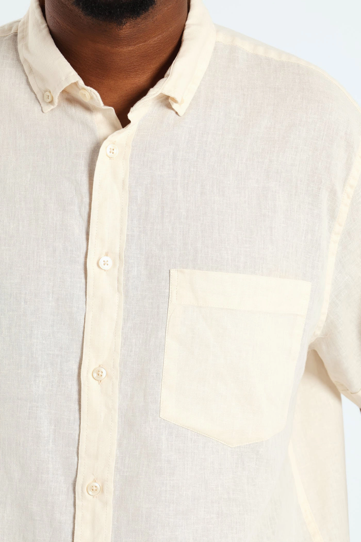 Anti Pilling Treatment youth trend Buttondown Cotton Linen Slub Shirt - Stone